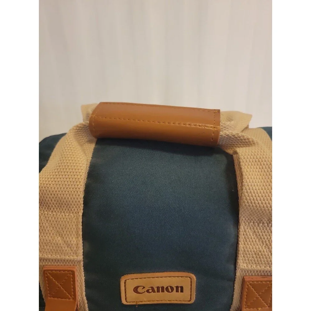 Vtg Canon Camera Bag Organizer Green Pocket Shoulder Strap Carry Case Korea Euc